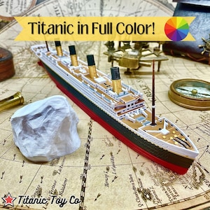 Full Color RMS Titanic Model 12, Titanic Toy For Kids, Titanic Cake Topper, Titanic Ornament, Titanic Toys For Kids, Toy boat, Toy Ship image 1