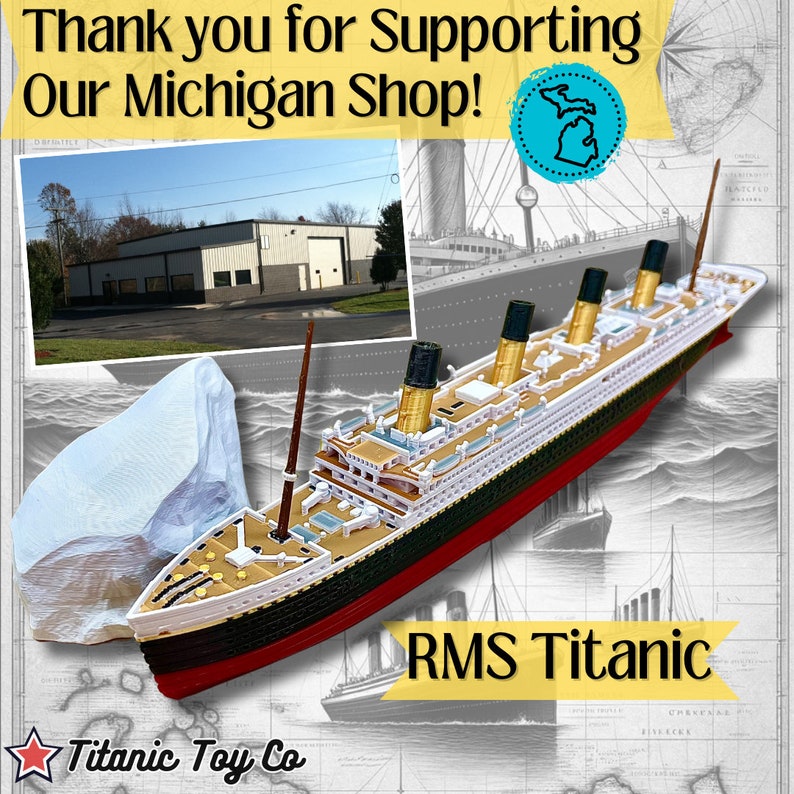 Full Color RMS Titanic Model 12, Titanic Toy For Kids, Titanic Cake Topper, Titanic Ornament, Titanic Toys For Kids, Toy boat, Toy Ship image 5