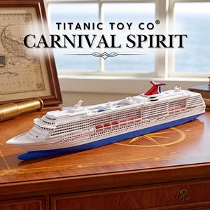Carnival Spirit kryssningsfartygsmodell, 10-tums skrivbordsreplika - klassisk Spirit-klass oceanångare samlarsouvenir