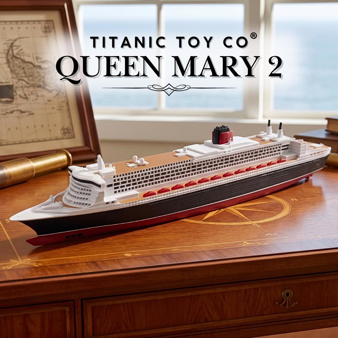 RMS Queen Mary 2 Ocean Liner Model, 10-inch Desktop Replica