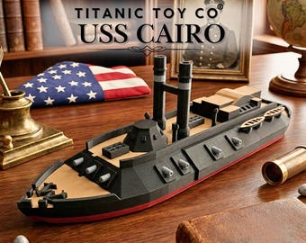 USS Cairo Ironclad Model – 10” Union Civil War Replica, Naval History Collectible, City-Class Gunboat