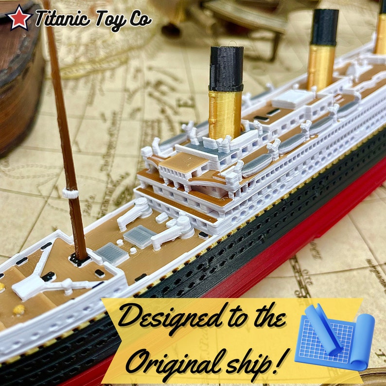 Full Color RMS Titanic Model 12, Titanic Toy For Kids, Titanic Cake Topper, Titanic Ornament, Titanic Toys For Kids, Toy boat, Toy Ship image 4