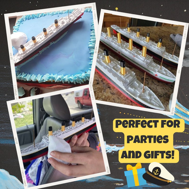 Full Color RMS Titanic Model 12, Titanic Toy For Kids, Titanic Cake Topper, Titanic Ornament, Titanic Toys For Kids, Toy boat, Toy Ship image 6