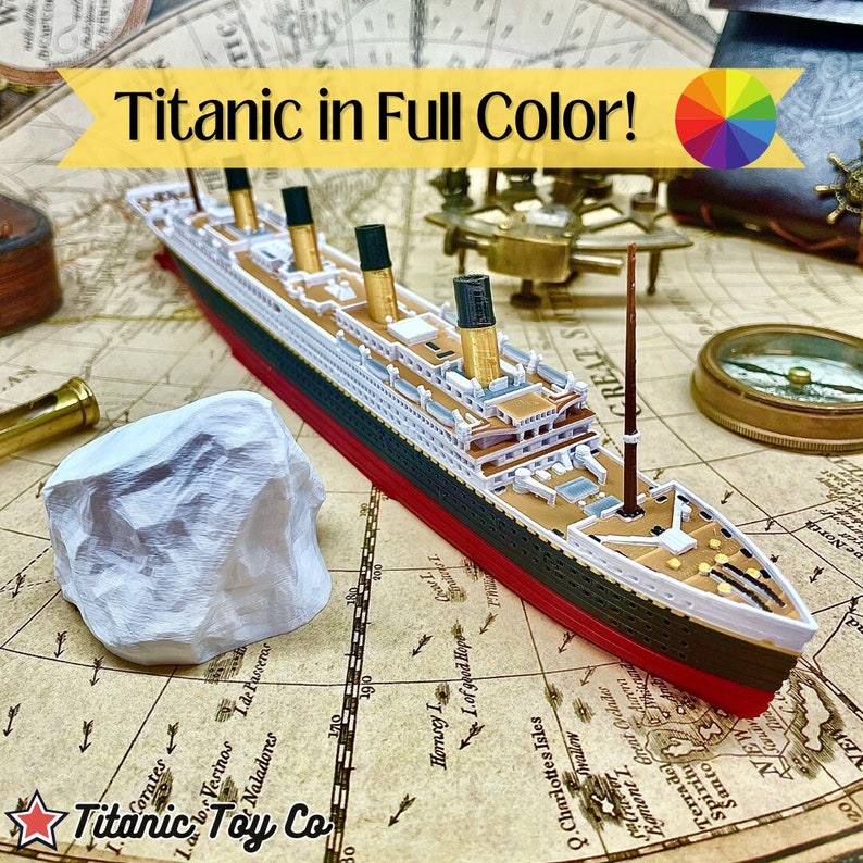 Full Color RMS Titanic Model 12, Titanic Toy For Kids, Titanic Cake Topper, Titanic Ornament, Titanic Toys For Kids, Toy boat, Toy Ship image 1