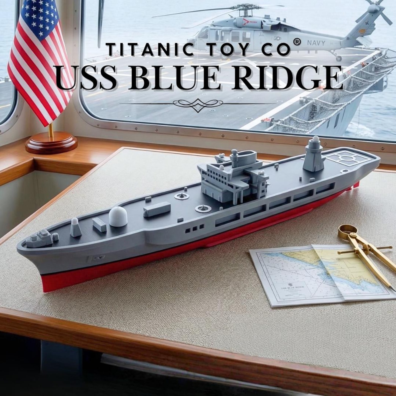 USS Blue Ridge-class (LCC) Amphibious Command Ship Model – 10” Flagship ...