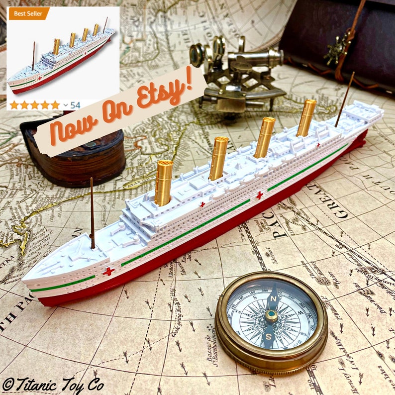 12 HMHS Britannic Model, Britannic Toy, Titanic Toy, Titanic Toys, RMS Titanic Model Ship, Titanic Cake Topper Party, Boat Toys, Toy Ship image 4