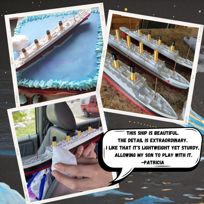 12 RMS Titanic Model, Titanic Toy, Titanic Cake Topper, Titanic Ornament, Unsinkable Titanic Gift, Titanic Necklace, Toy boat, Toy Ship image 7