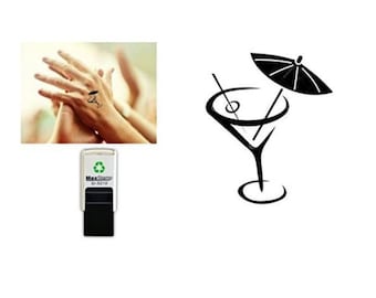 Cóctel - Sello de mano - autoentintado - tinta segura a base de agua - Ideal para fiestas, festivales, fiestas en el jardín, pubs, discotecas, etc 18mm