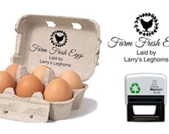 Caja de huevos personalizada - Sello de entintado automático - Tinta negra de 73 x 35 mm
