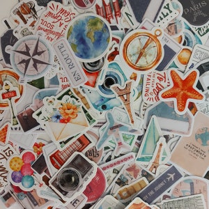 40 pcs Travel and Holiday Stickers for Scrapbooking, Diaries and Travel Journals, Travel Stickers, Vacation Scrapbook, Summer Holiday Book