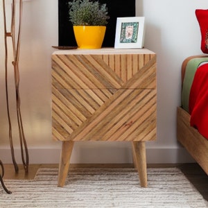 Solid Bedside Table With Drawers