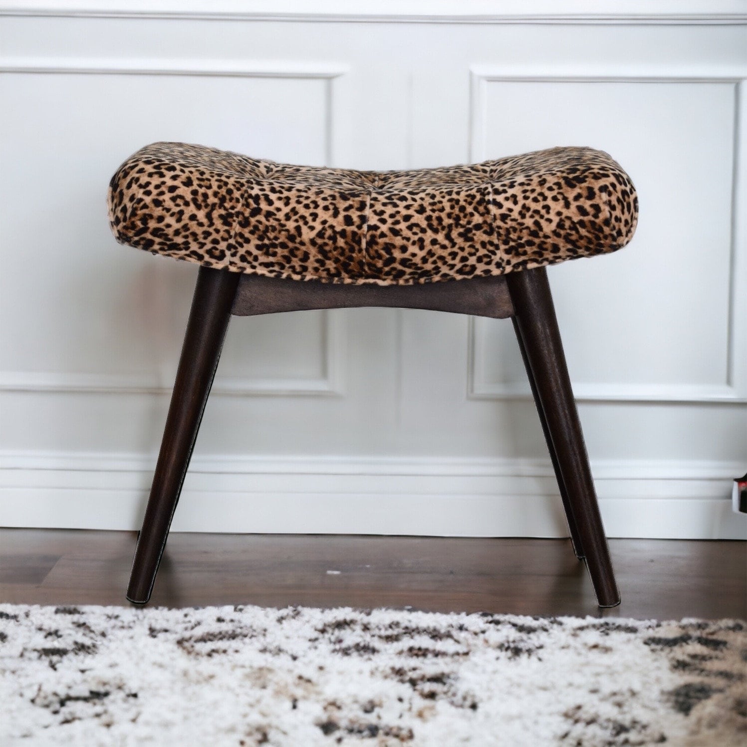 Leopard print vanity stool deals