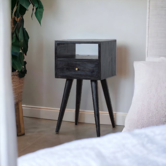 Narrow nightstand black deals
