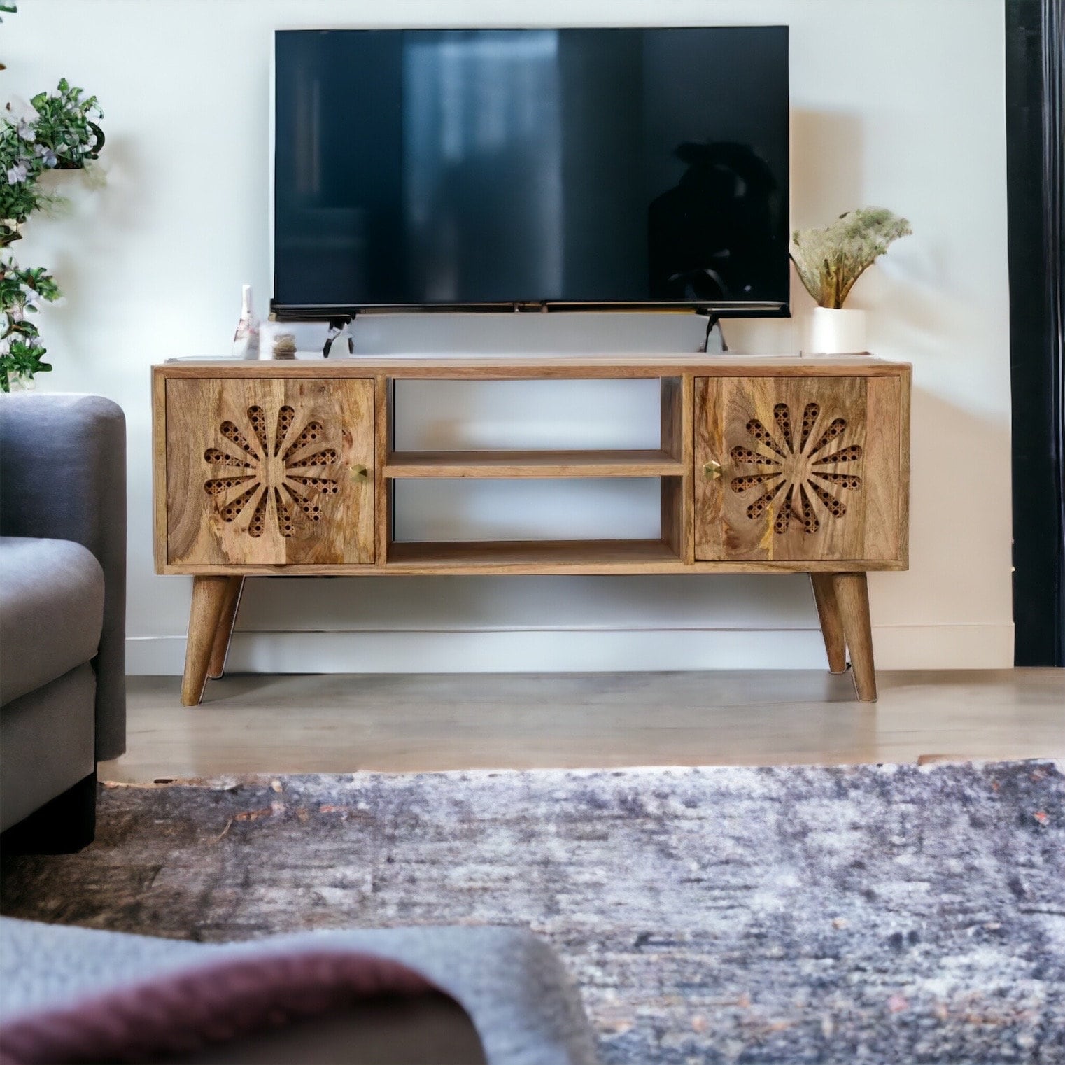 Rattan corner tv unit deals