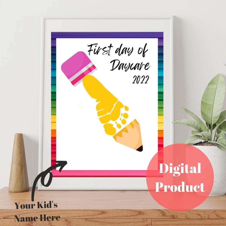 First Day of Daycare Footprint Craft Kid's Crafts Back to Etsy