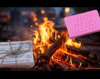 Fight Club inspired soap scent: Crackling Campfire -male - gift wrapped with Tyler's business card-free shipping insured