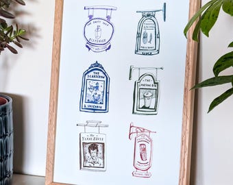 Funny Pub Signs – Humorous British Pub Illustration Wall Art