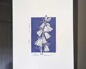 Bluebells Linocut Print - Original Artwork