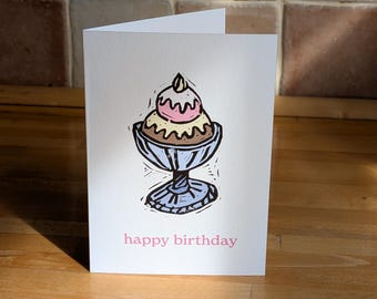 Lino Birthday Card - Ice Cream