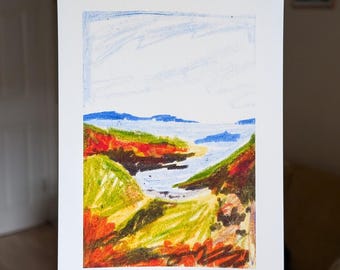Coastal Drawing - Colourful Artwork of Solva, Pembrokeshire