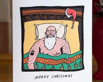Santa Claus Illustration - Funny Christmas Card