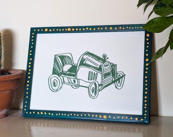 Stylish Classic Car Illustration – Vintage Automobile Wall Art Print