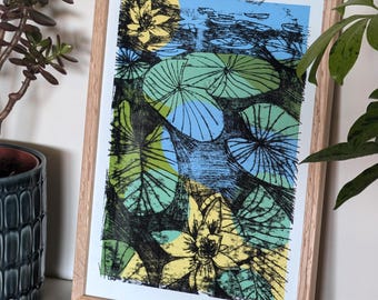 Lilypond Monoprint Art – Botanical Nature Print
