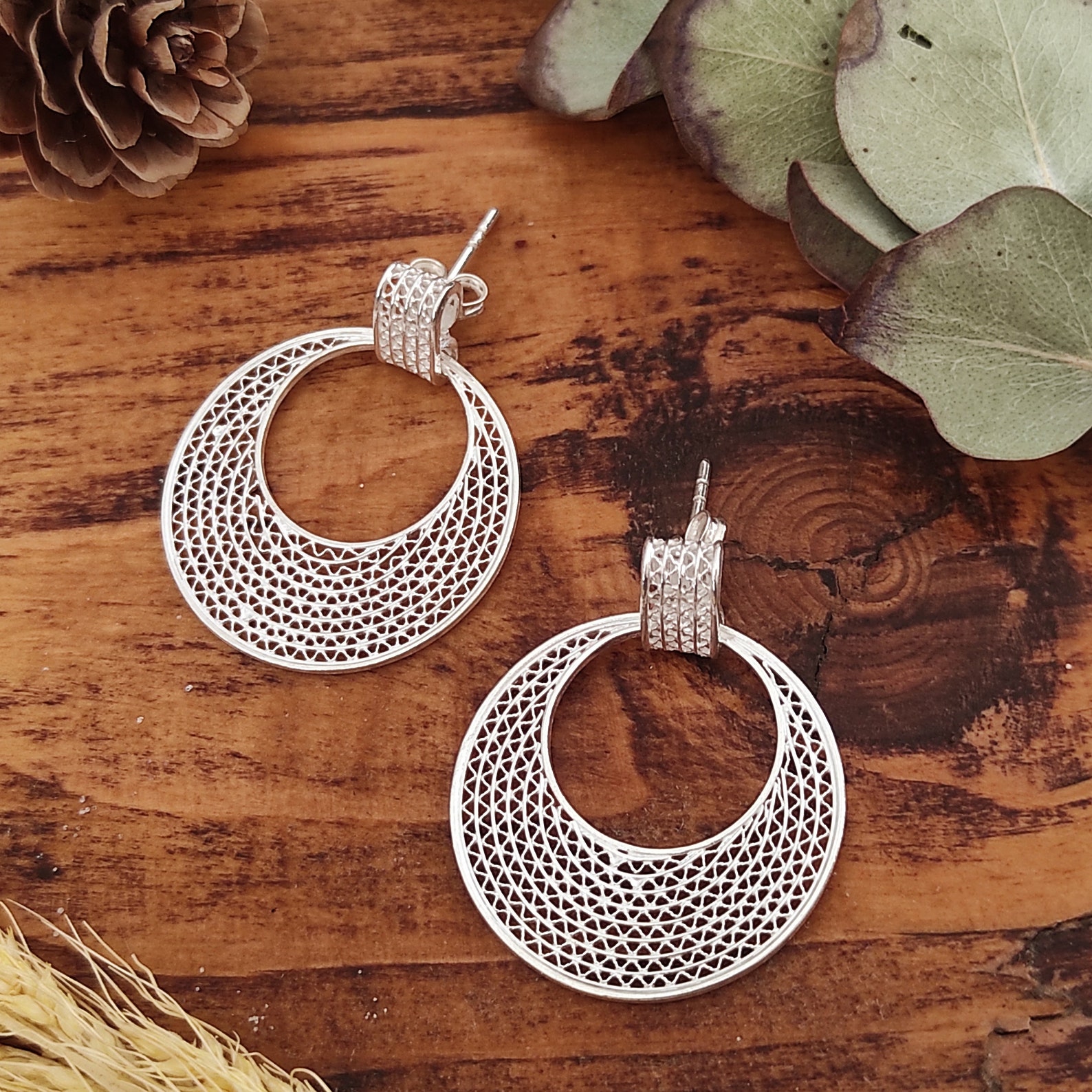 Silver half moon earrings Clearance