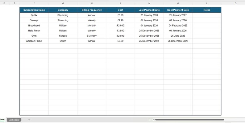 Subscription Tracker Excel – Never Forget a Renewal | Monthly & Annual ...
