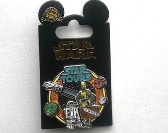 Disney&#39;s Star Wars Pin C3P-O R2-D2 Star Tours Pin Hollywood Studios DisneyLand Attraction Ride Pin New