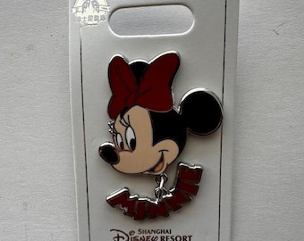 Disney Minnie Mouse Name Dangle Pin Shanghai Disneyland Resort SDR Name Minnie