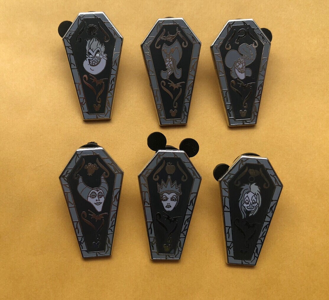 Disney Coffins Hidden Mickey Pin Set Villains Coffins Pins 6