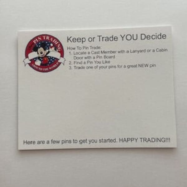 Trading Card for Fish Extender Pin Trading - Cards Only No Pins