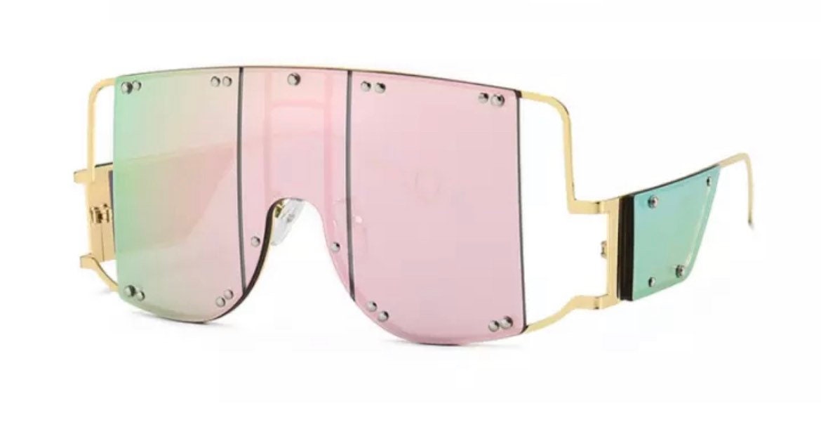 Oversized Square Sunglasses With Metal Rivets Premium -  Israel