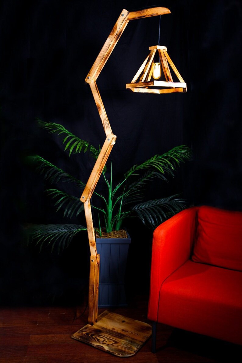 Luxury Natural Wood Floor Lamp Handmade Height Adjustable 160 Cm Floor ...