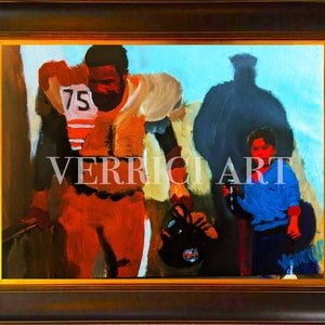 Mean Joe Greene Painting Steelers Signed By the Artist Verrici Art 24x18 Football Artwork