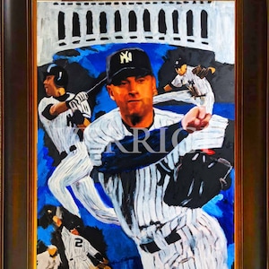 Huge!! Derek Jeter New York Yankees Signed By the Artist Verrici Art 24x36 Baseball Artwork