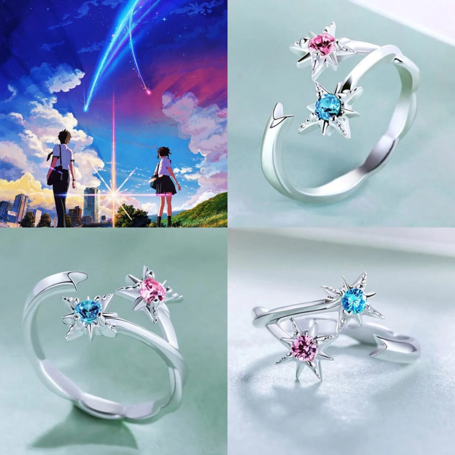 Your Name Anime Ring 925 Sterling Silver Ring Meteor Lovers Etsy