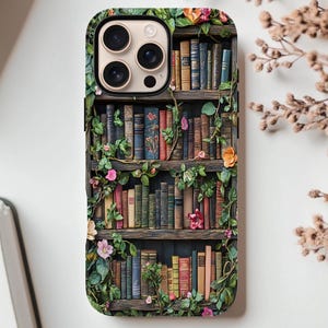 Floral Dark Academia Phone Case: Fantasy Book Lover Gift