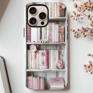 Shabby Chic Book Lover Phone Case: Impact Resistant Dual Layer Design
