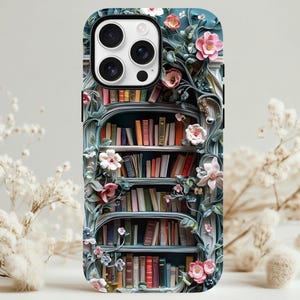 Floral Dark Academia Phone Case: Fantasy Book Lover Gift