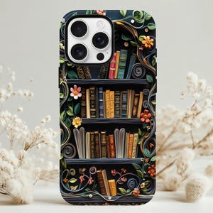 Floral Dark Academia Phone Case: Fantasy Book Lover Gift