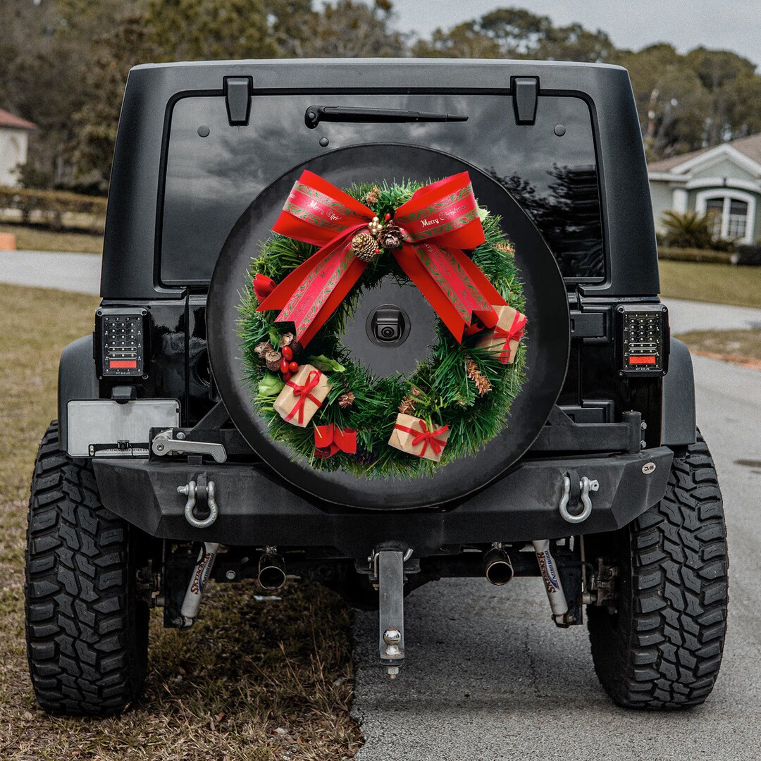 Christmas Wreath Jeep Tire Cover Spare Tire Cover for Jeep Etsy