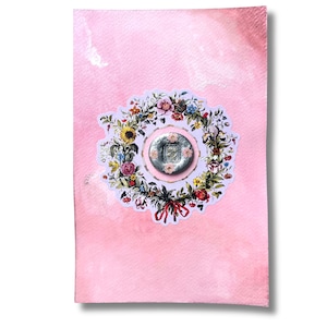 Tarjeta de felicitación con sello de cera con la frase No me olvides, cartón pintado a mano con acuarela, flores de narciso secas naturales, papel de regalo, invitación