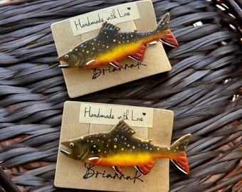 Brook trout fish polymer clay hair clip / barrette! (1 piece) | nature | outdoors | handmade accessories |