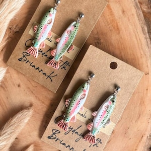 Rainbow trout polymer clay earrings! (1 pair) | nature | outdoors | wildlife | gifts | handmade jewelry |