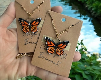 Monarch butterfly polymer clay pendant neckalce! (1 necklace) | necklace | nature lovers | butterflies | gifts | handmade jewelry |