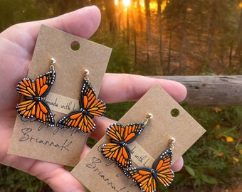Monarch butterfly dangle polymer clay earrings! (1 pair) | butterflies | nature | insects | gifts | handmade jewelry |