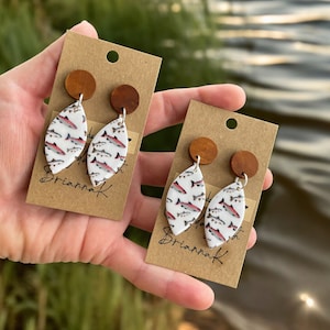 Trout fish shape polymer clay earrings! (1 pair) | fishing | nature | outdoors | gifts | handmade jewelry |