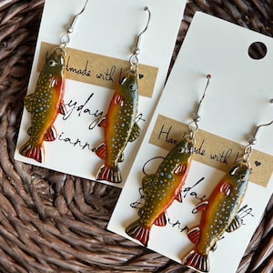 Brook trout fish polymer clay earrings! (1 pair) | nature | outdoors | handmade jewelry |